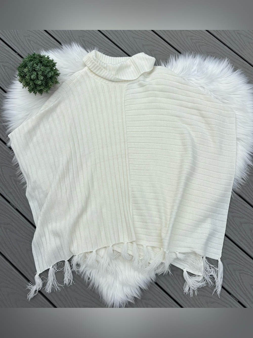 The Limited White Sweater Poncho